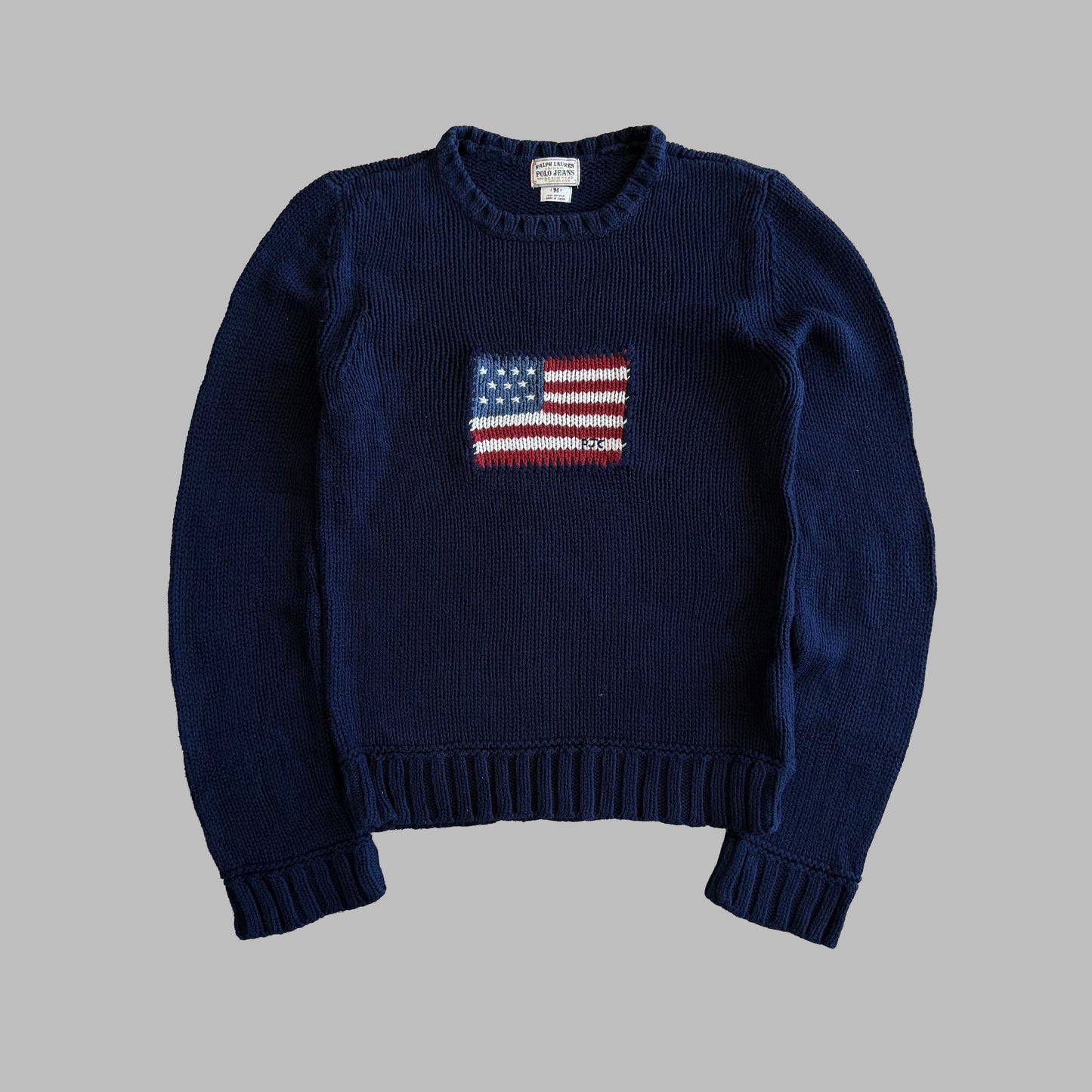 90s Ralph Lauren Polo Jeans Co Flag Heavy Knit - S