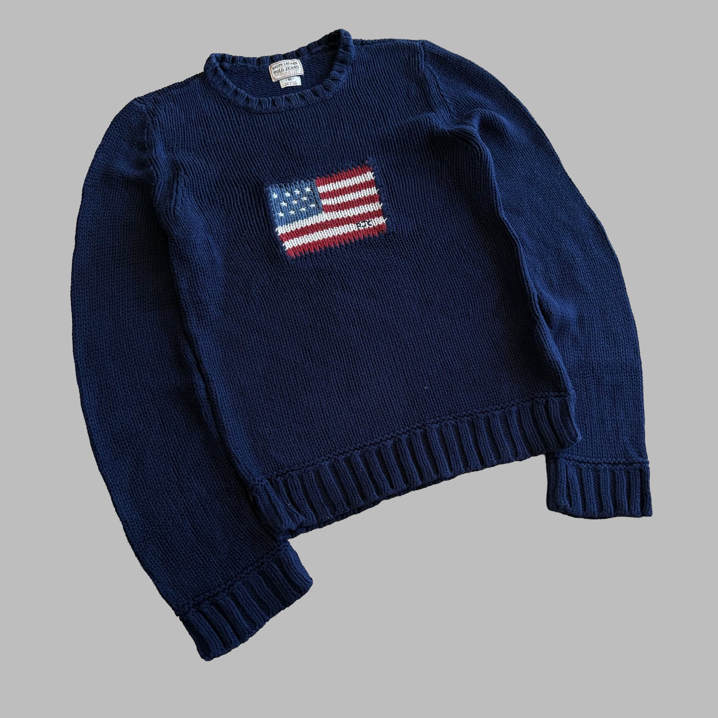90s Ralph Lauren Polo Jeans Co Flag Heavy Knit - S