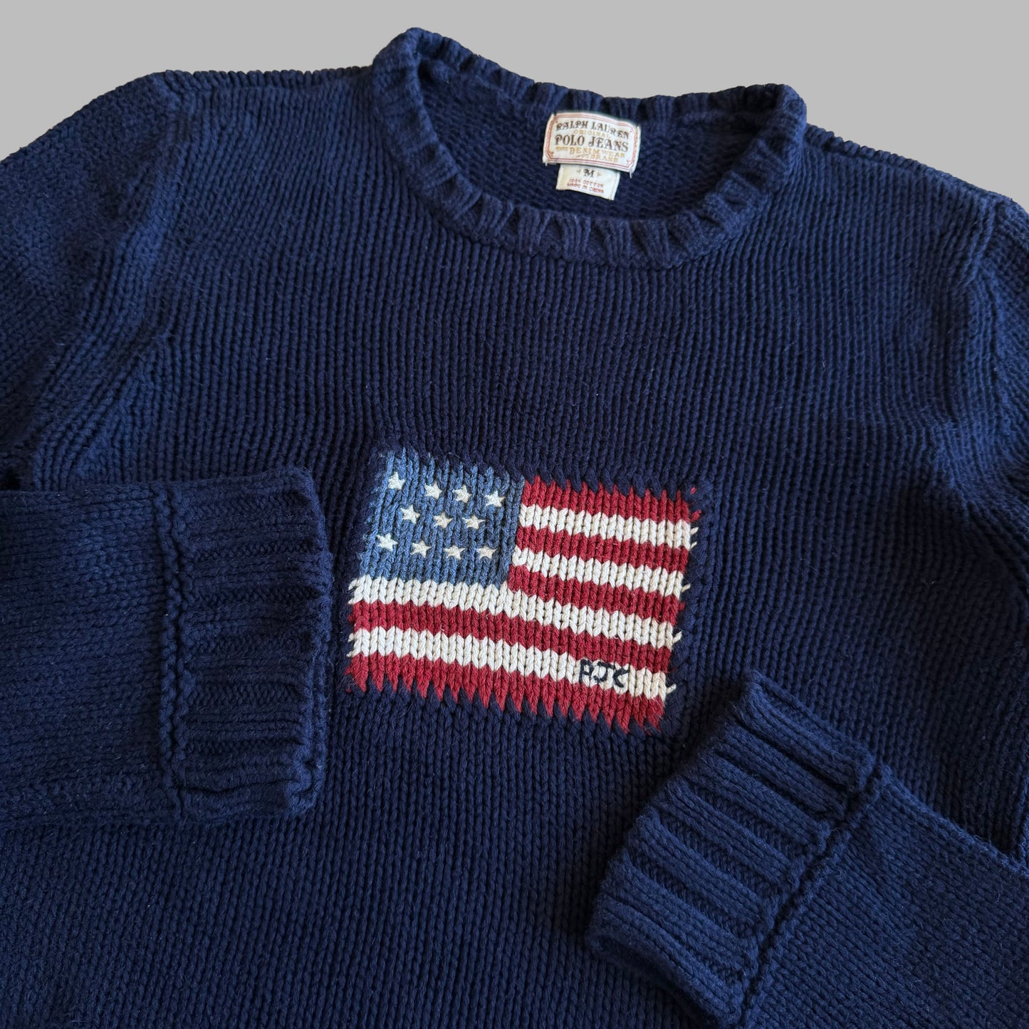 90s Ralph Lauren Polo Jeans Co Flag Heavy Knit - S