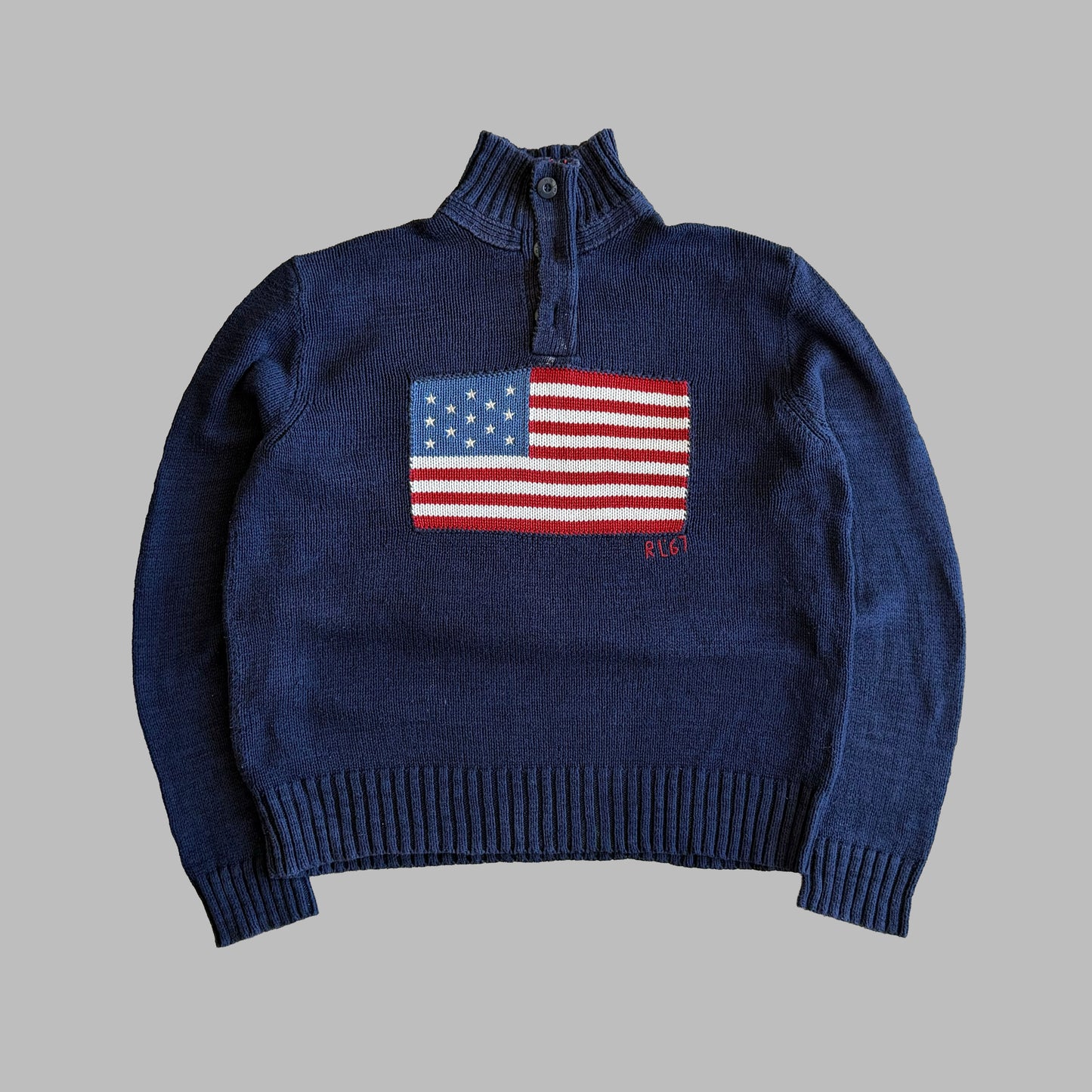 90s Ralph Lauren  Flag Henley Knit - L