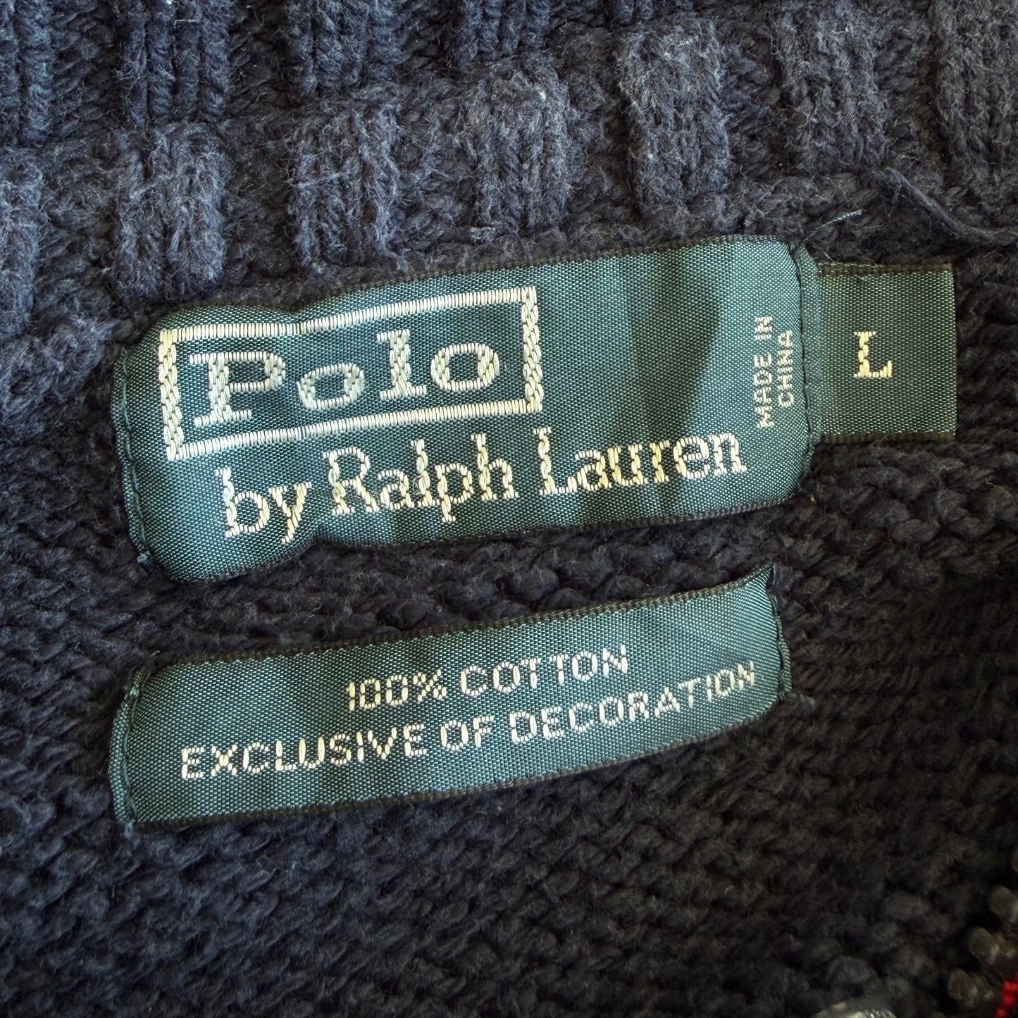 90s Ralph Lauren  Flag Henley Knit - L