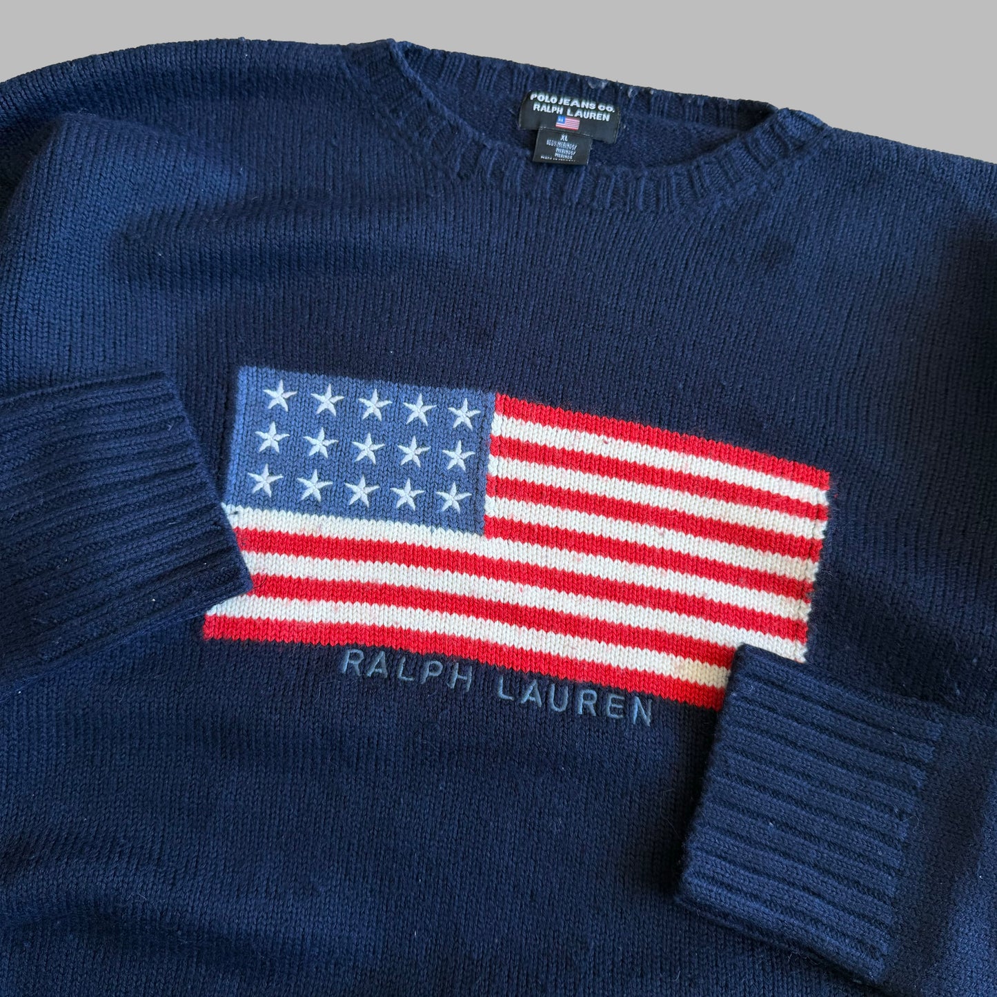 Y2K Ralph Lauren Polo Jeans Co Flag Heavy Knit - XL