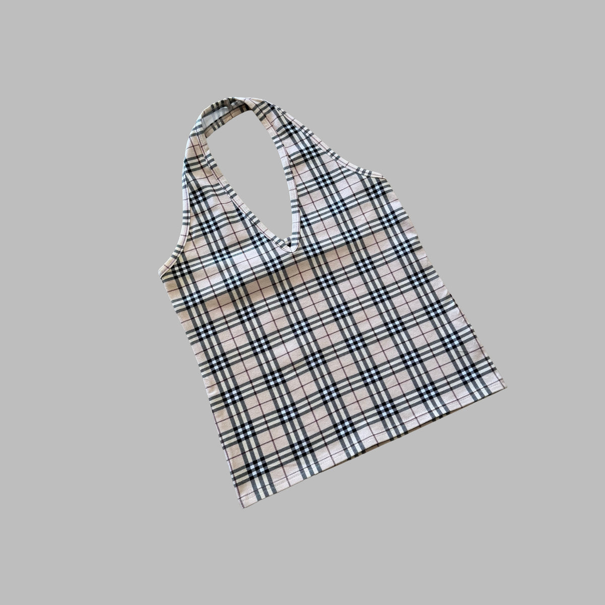 Y2K Burberry Nova Check Halter Neck Top - S
