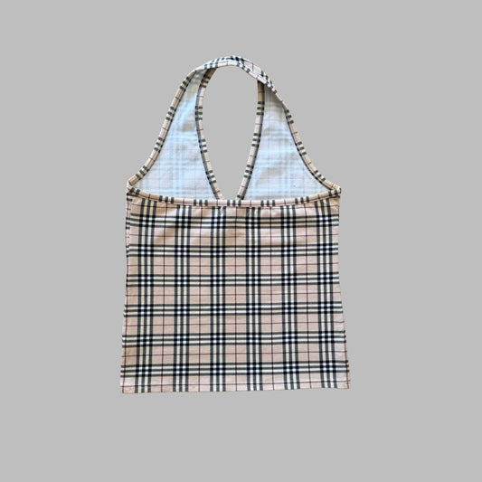 Y2K Burberry Nova Check Halter Neck Top - S