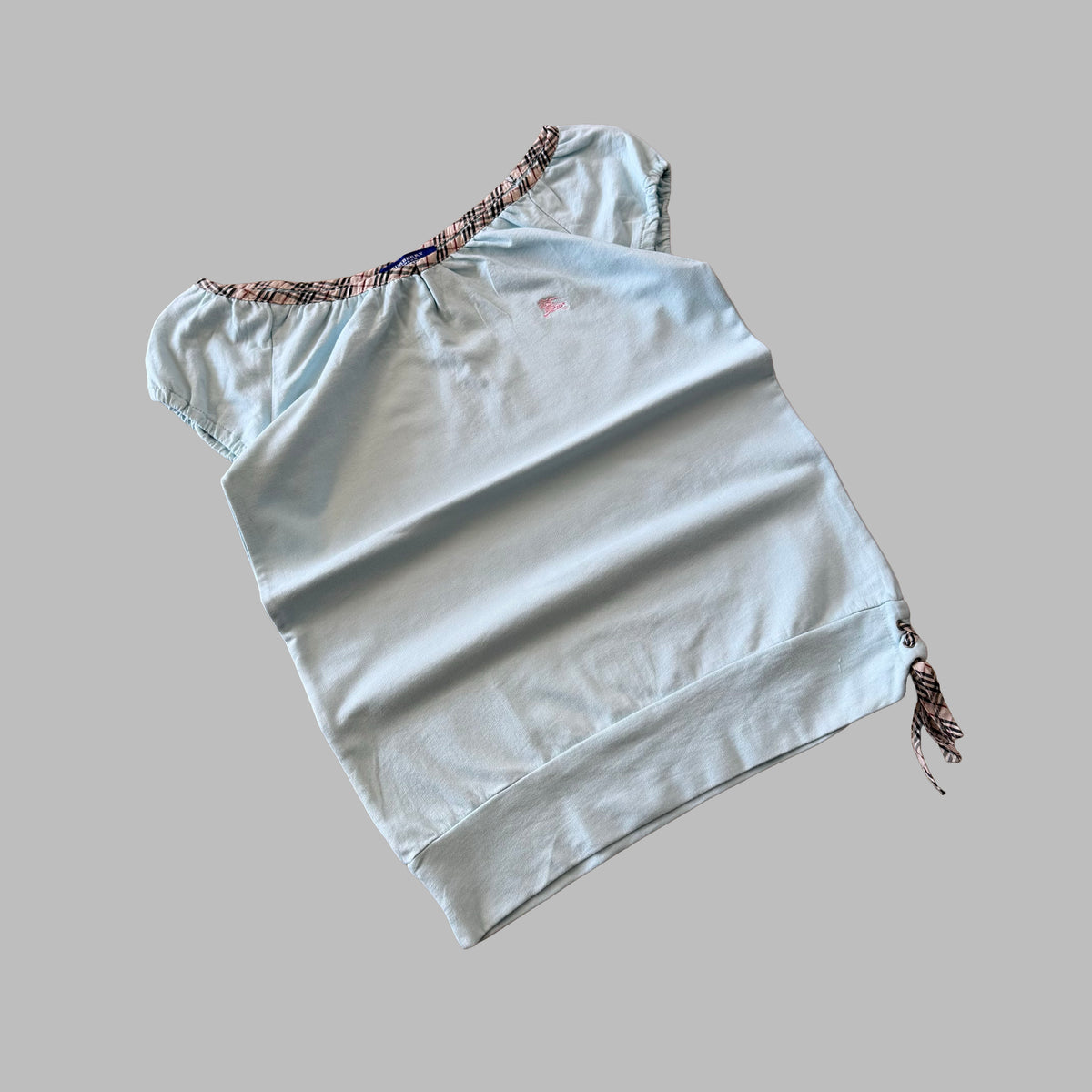 Y2K Burberry Nova Check Trim Boat Neck Top - M
