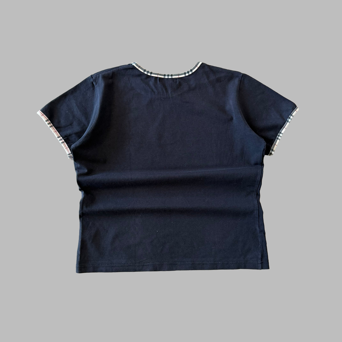 Y2K Burberry Nova Check Trim T-Shirt - M/L