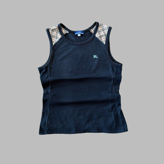 Y2K Burberry Nova Check Shoulder Top - M