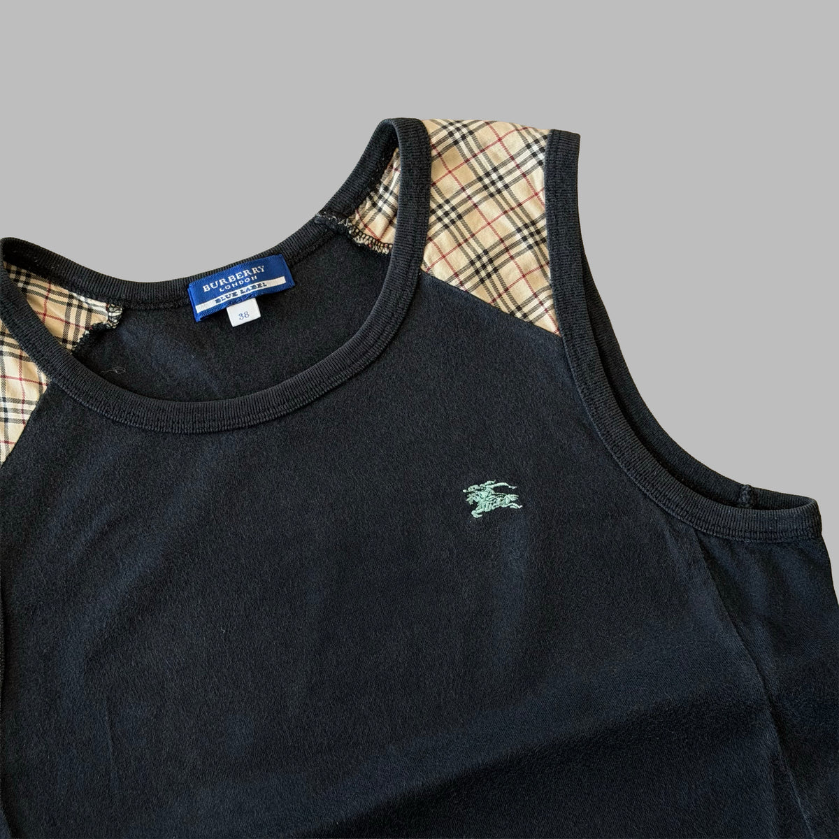 Y2K Burberry Nova Check Shoulder Top - M