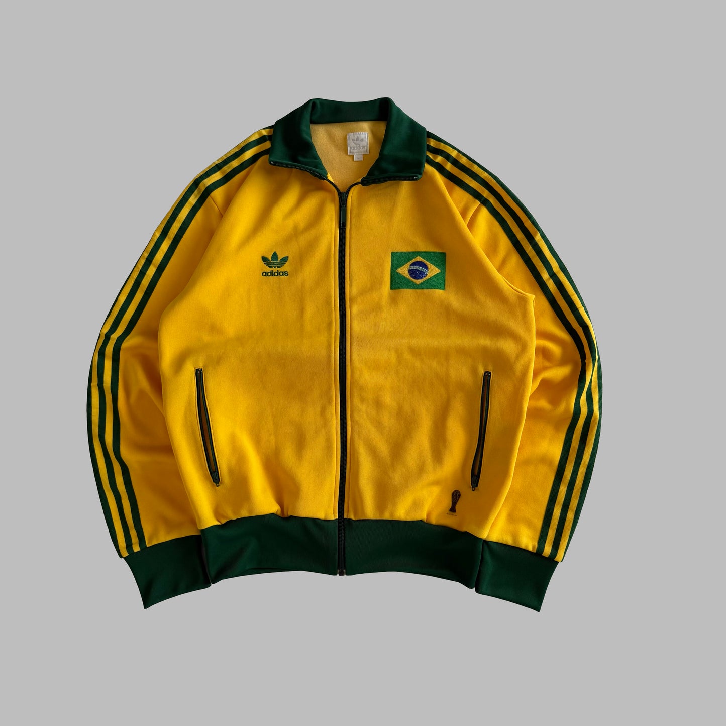 90s Adidas Brasil Three Stripe track Jacket - M