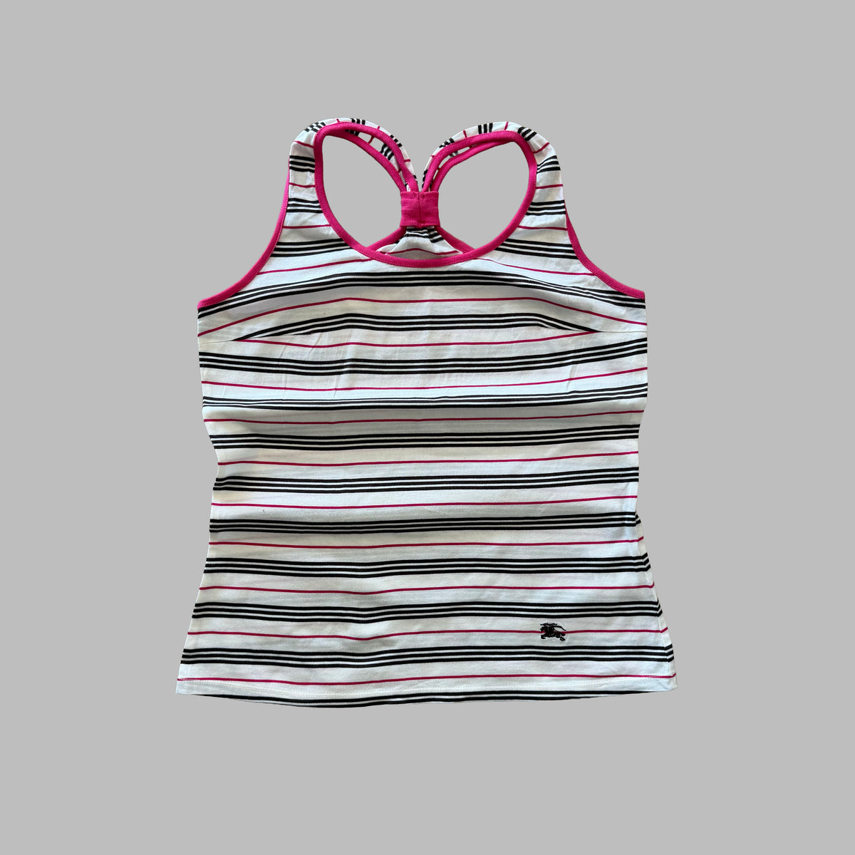 Y2K Burberry Blue Label Striped Racerback Top - M