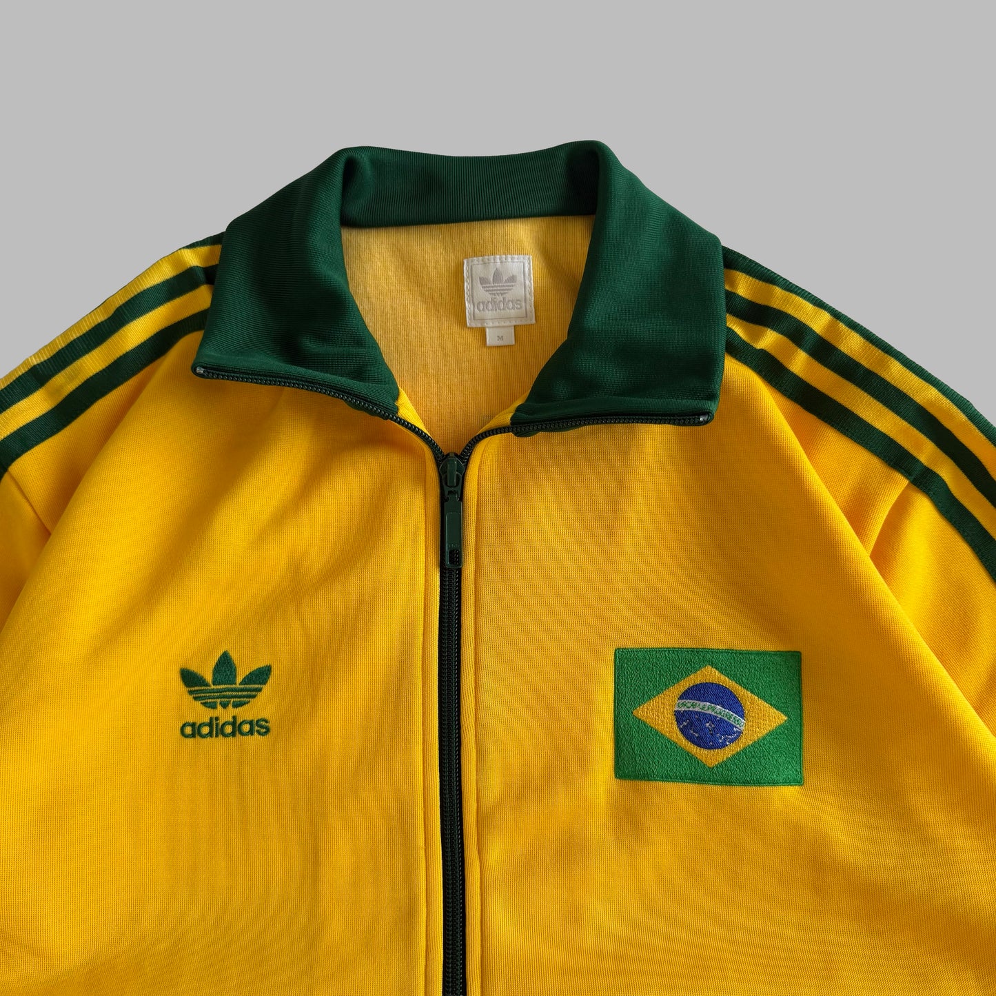 90s Adidas Brasil Three Stripe track Jacket - M