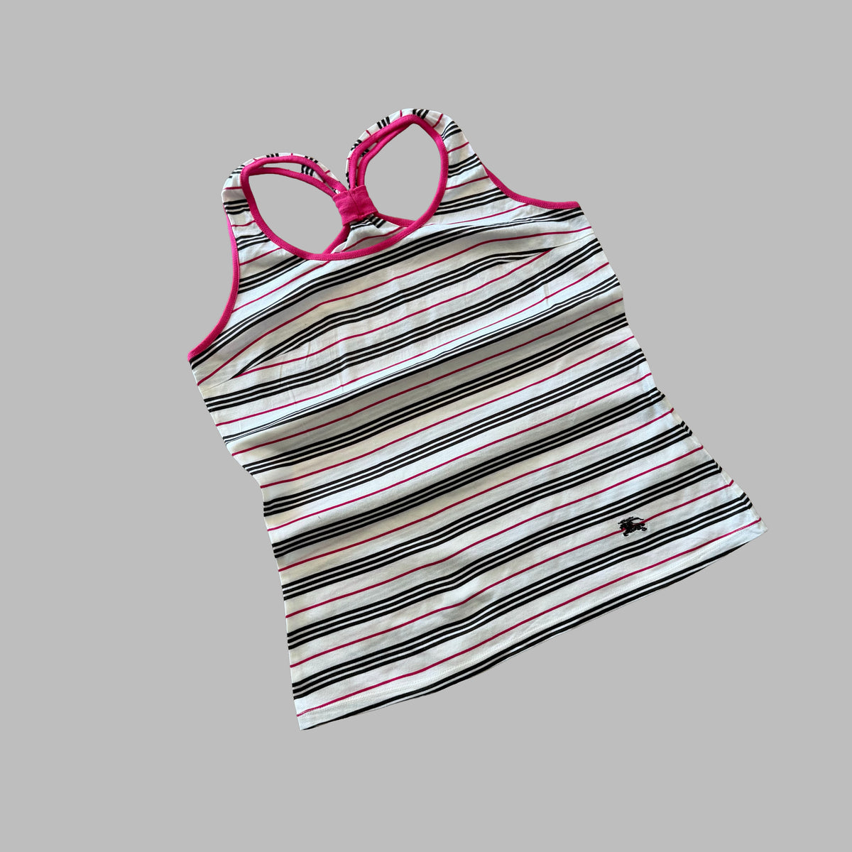 Y2K Burberry Blue Label Striped Racerback Top - M