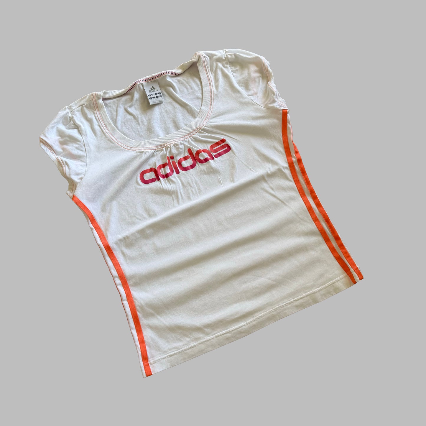 Y2K Adidas Spell Out Baby Tee - L
