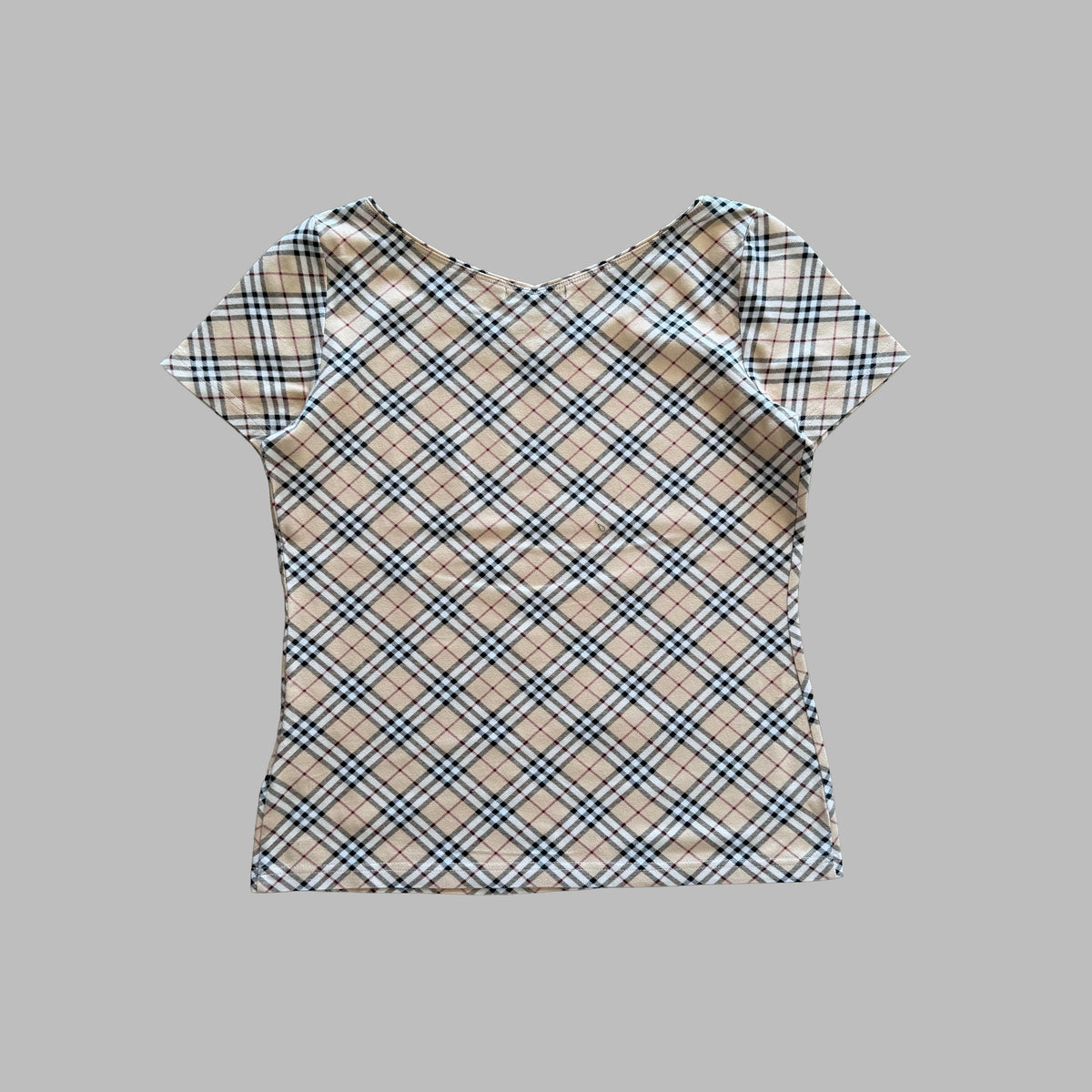 Y2K Burberry Nova Check V-Neck Top - M