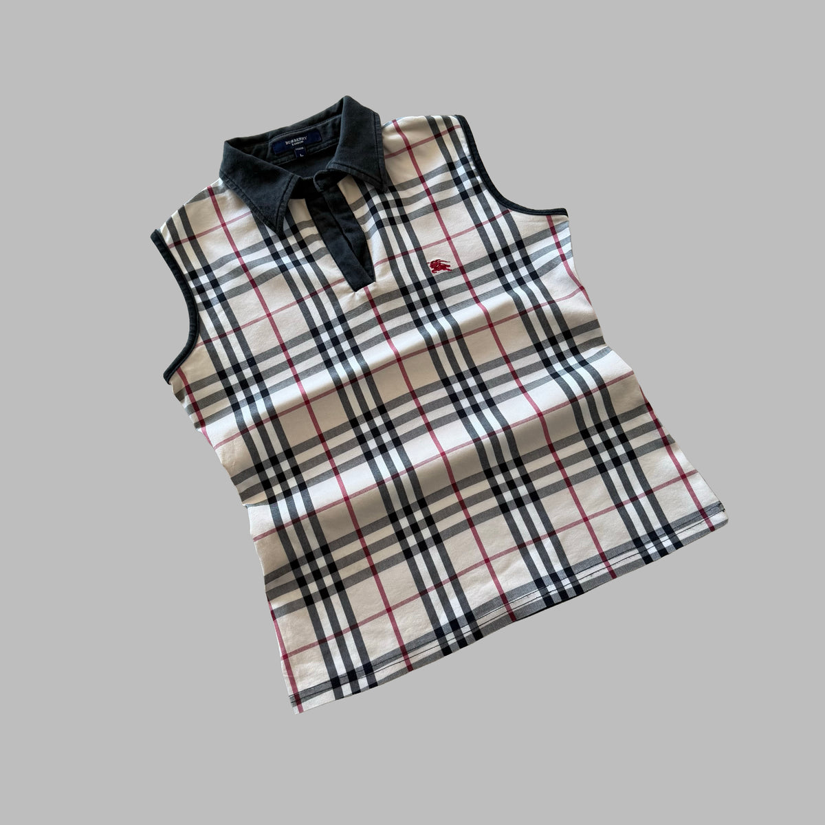 Y2K Burberry Nova Check Polo Top - M/L