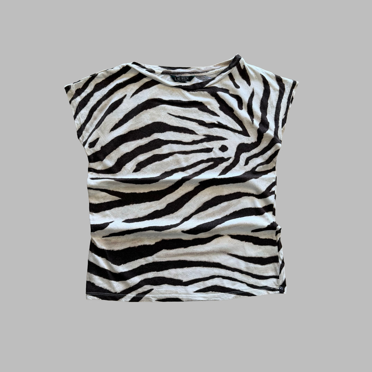 Y2K Ralph Lauren Zebra Print Boxy Top - M