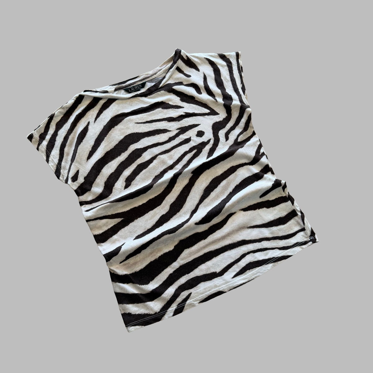 Y2K Ralph Lauren Zebra Print Boxy Top - M