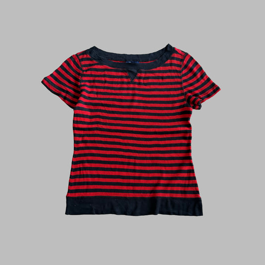 Y2K Ralph Lauren Chaps Striped Scoop Neck T-Shirt - L