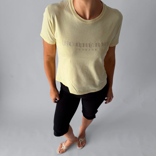 Y2K Burberry Embroidered Spell Out Top - L