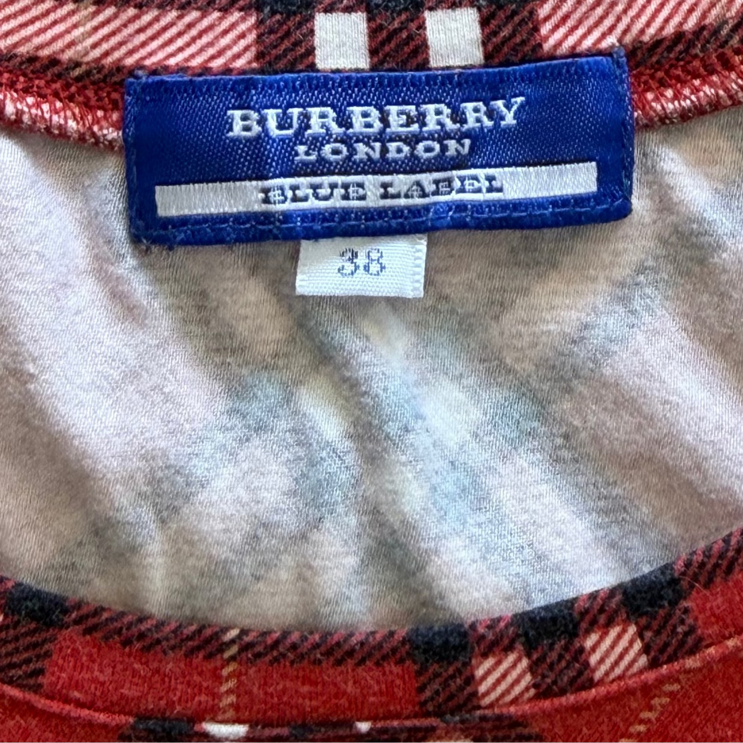 Y2K Burberry Blue Label Ruffle Cap Sleeve Top - S