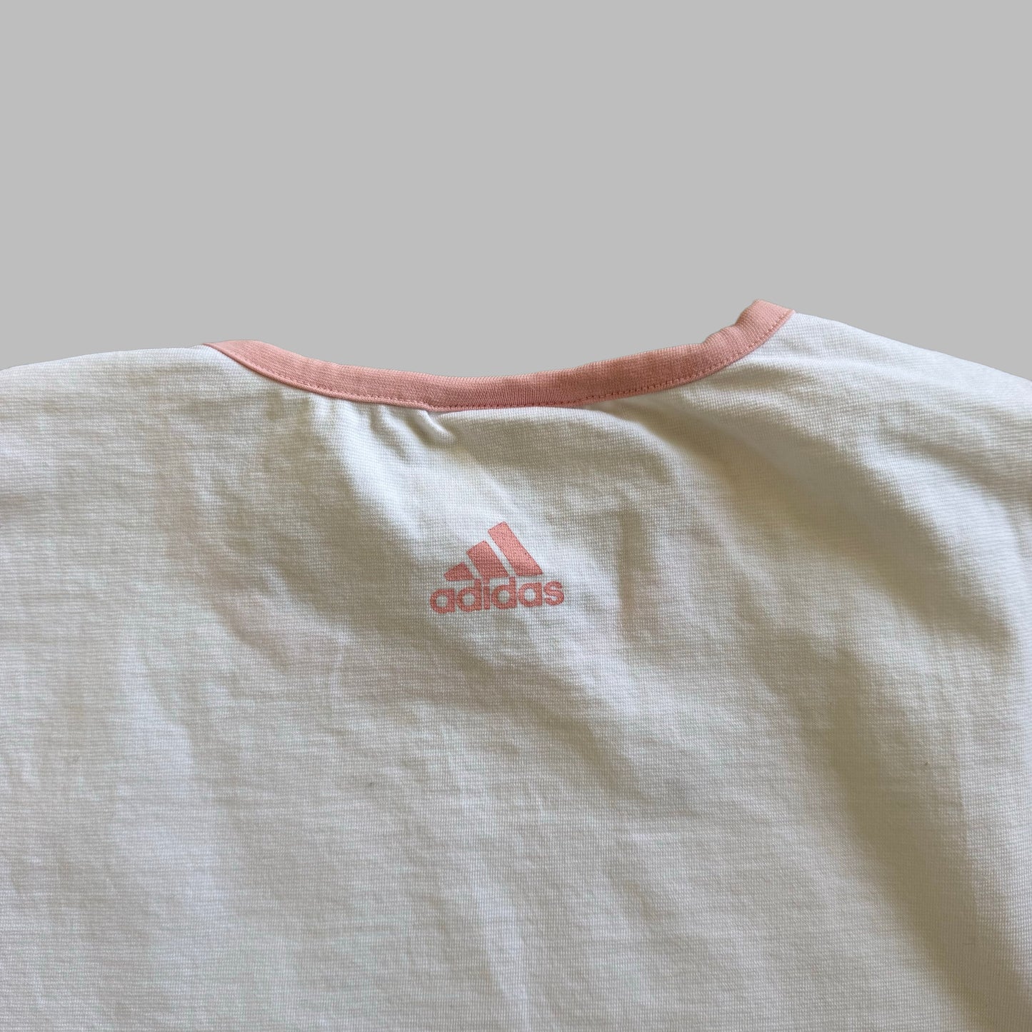90s Adidas Spell Out Synched Baby Tee - M