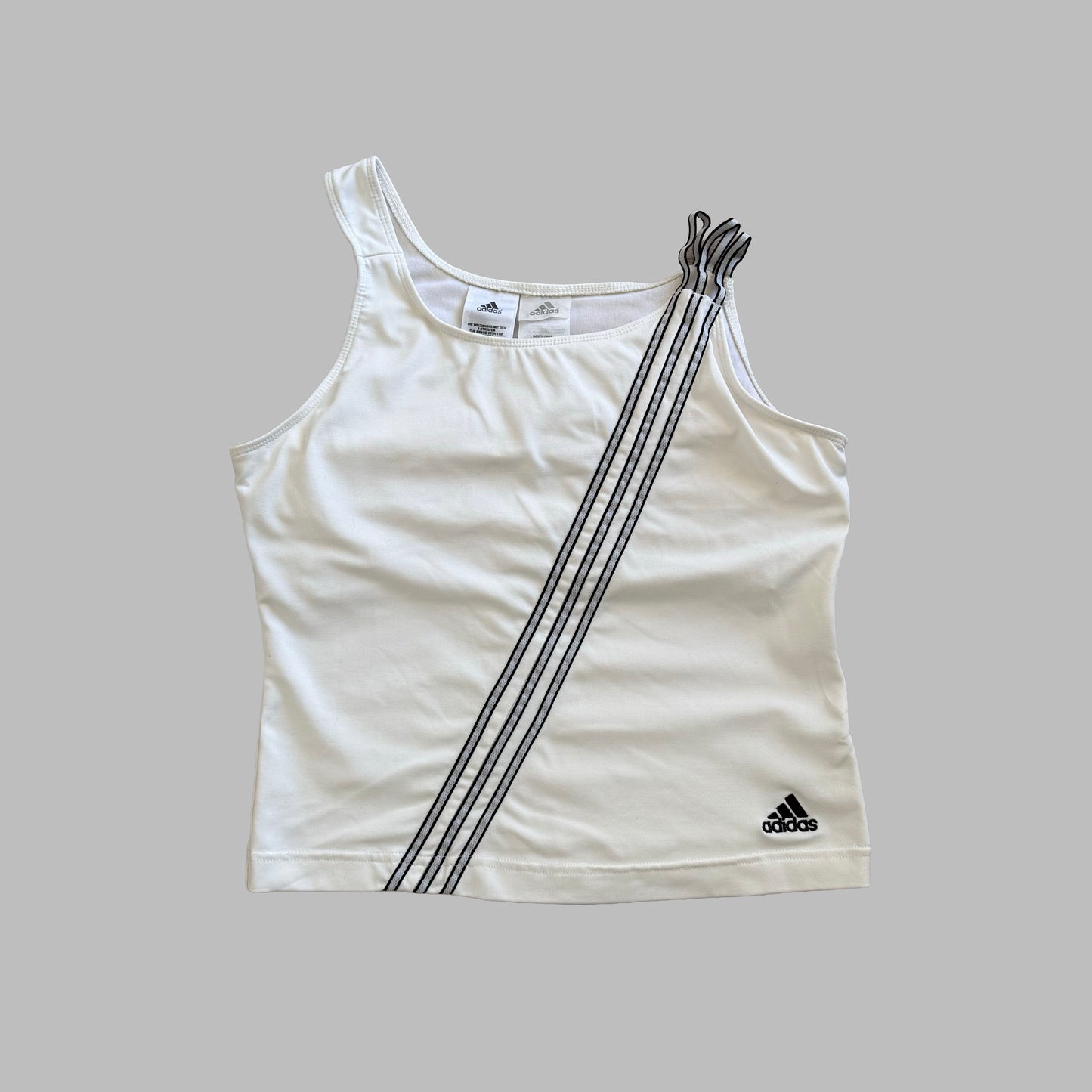 Y2K Adidas Three Stripe Asymmetrical Activewear Tank - M