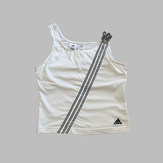 Y2K Adidas Three Stripe Asymmetrical Activewear Tank - M