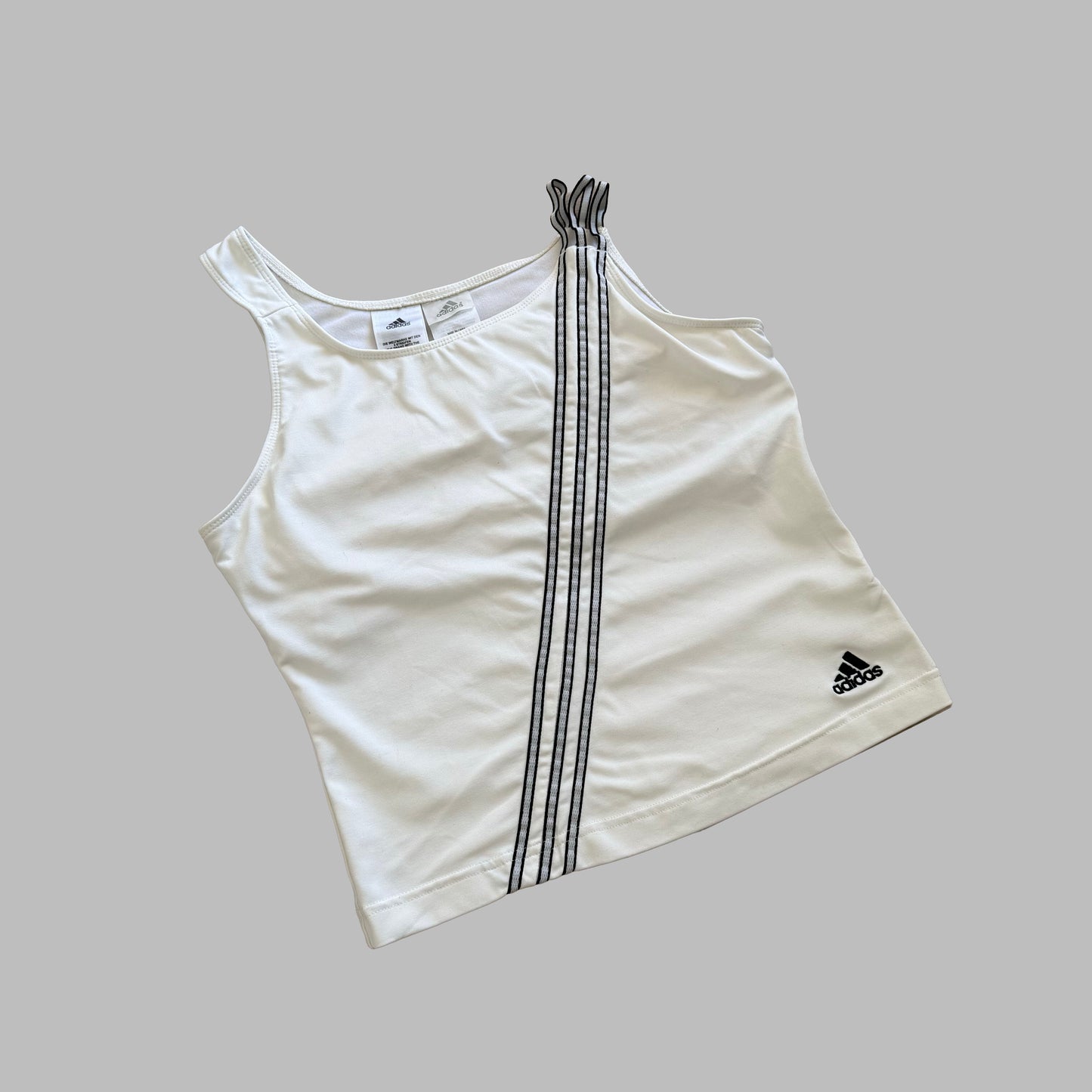 Y2K Adidas Three Stripe Asymmetrical Activewear Tank - M