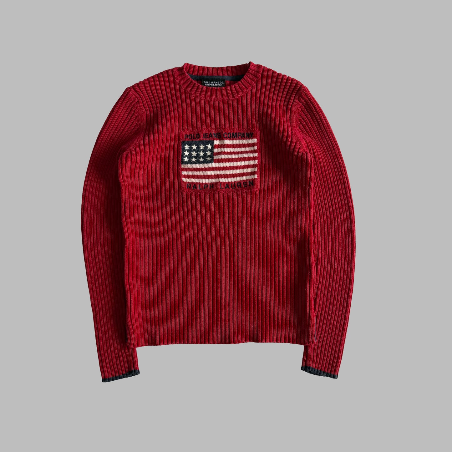 90s Ralph Lauren Polo Jeans Ribbed Flag Knit - M