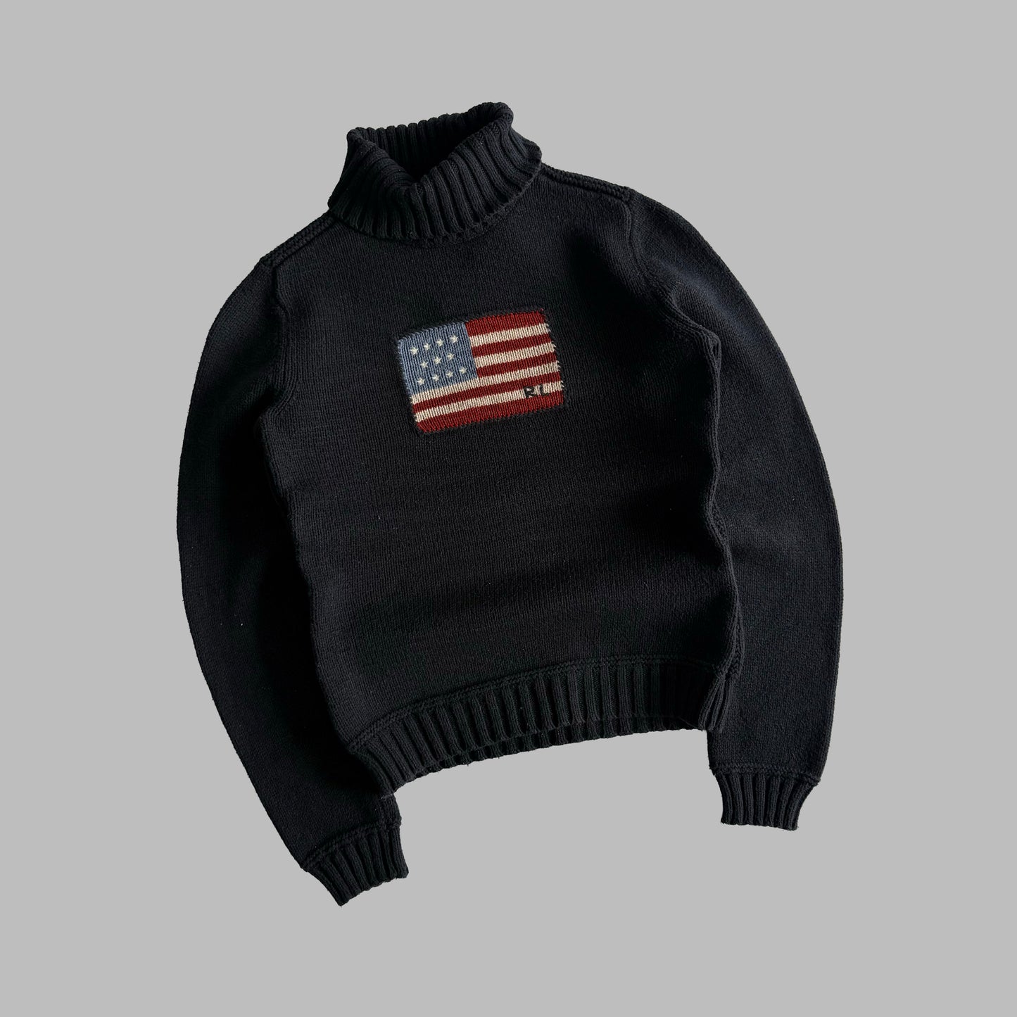 Y2K Polo Ralph Lauren Turtle Neck Flag Knit - S