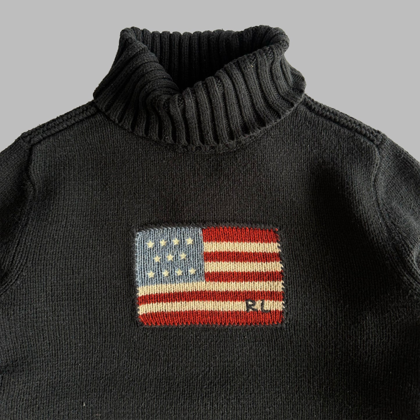 Y2K Polo Ralph Lauren Turtle Neck Flag Knit - S