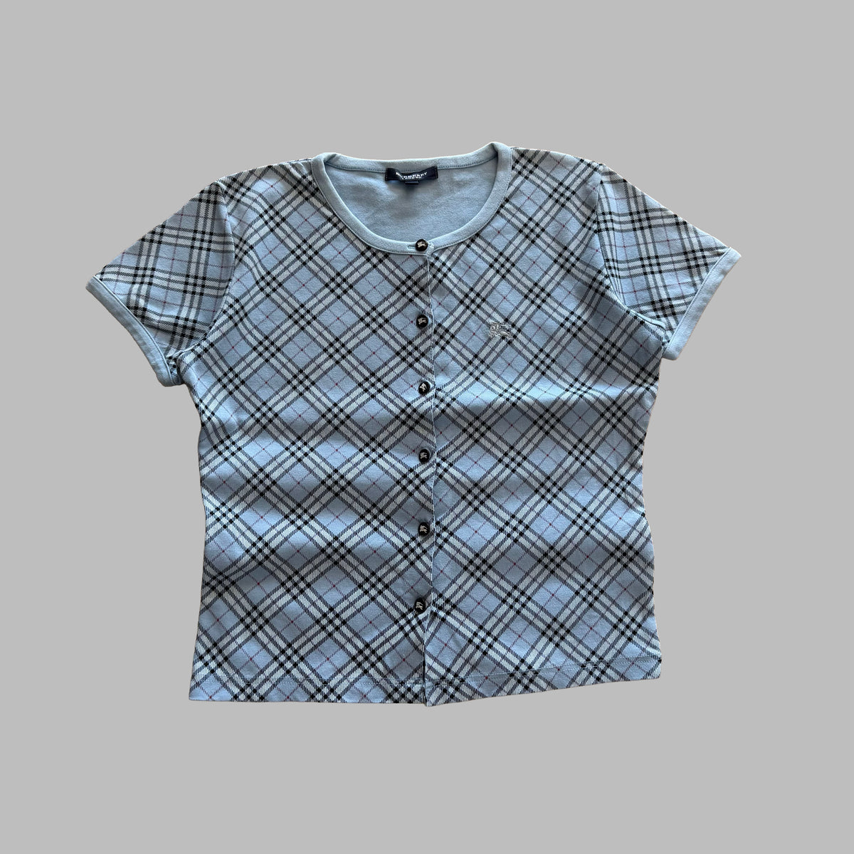 Y2K Burberry Nova Check Button Up Top - L