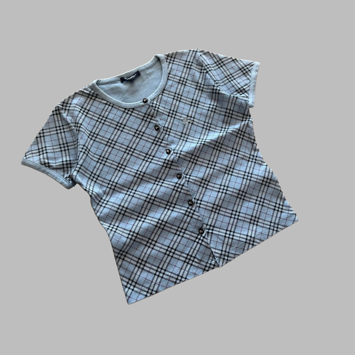 Y2K Burberry Nova Check Button Up Top - L