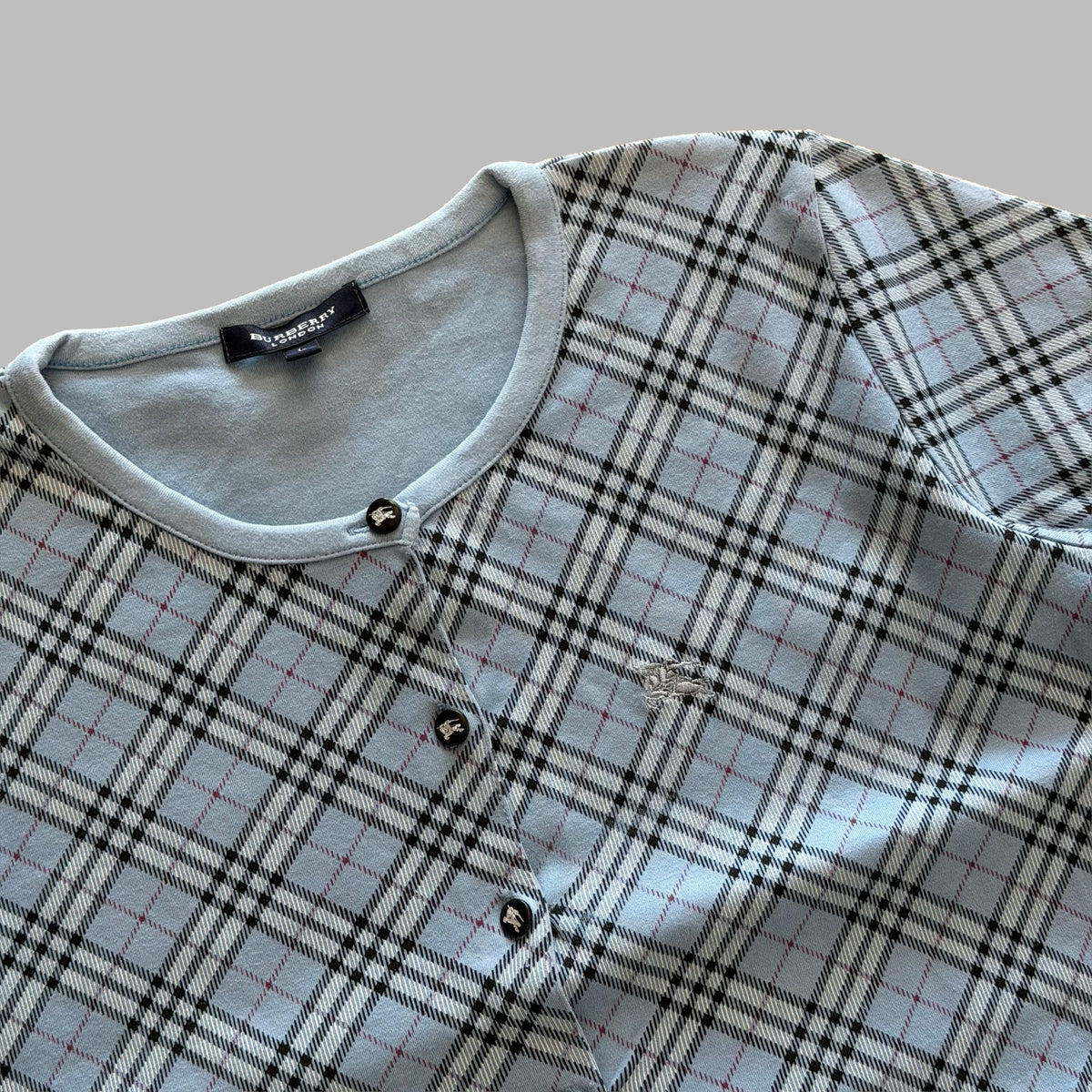 Y2K Burberry Nova Check Button Up Top - L