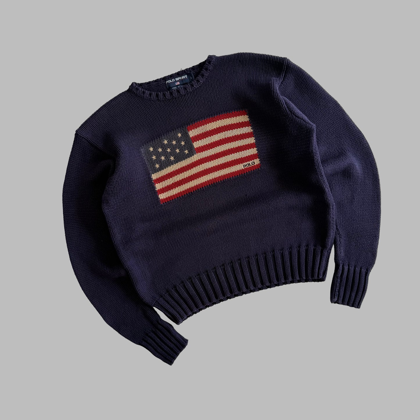 Y2K Ralph Lauren Polo Sport Flag Knit - L