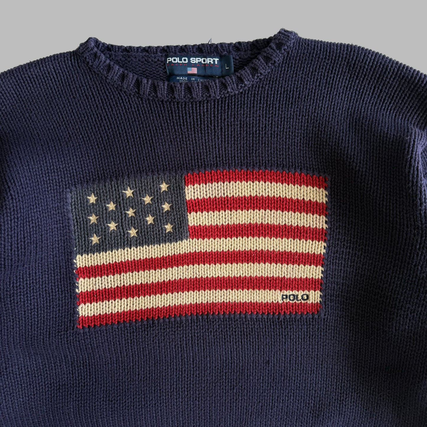 Y2K Ralph Lauren Polo Sport Flag Knit - L