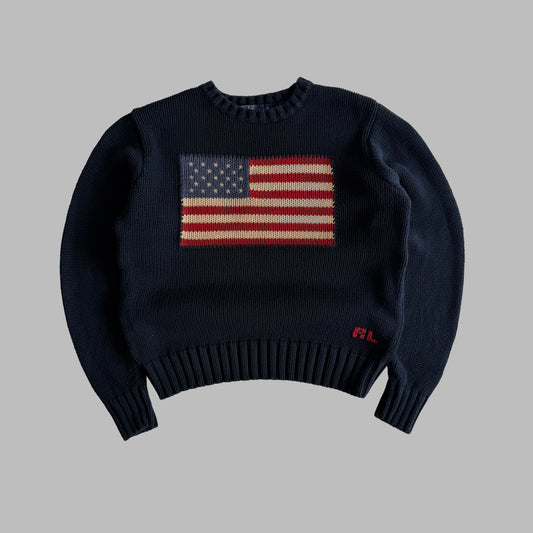 90s Polo Ralph Lauren Classic Flag Knit - S