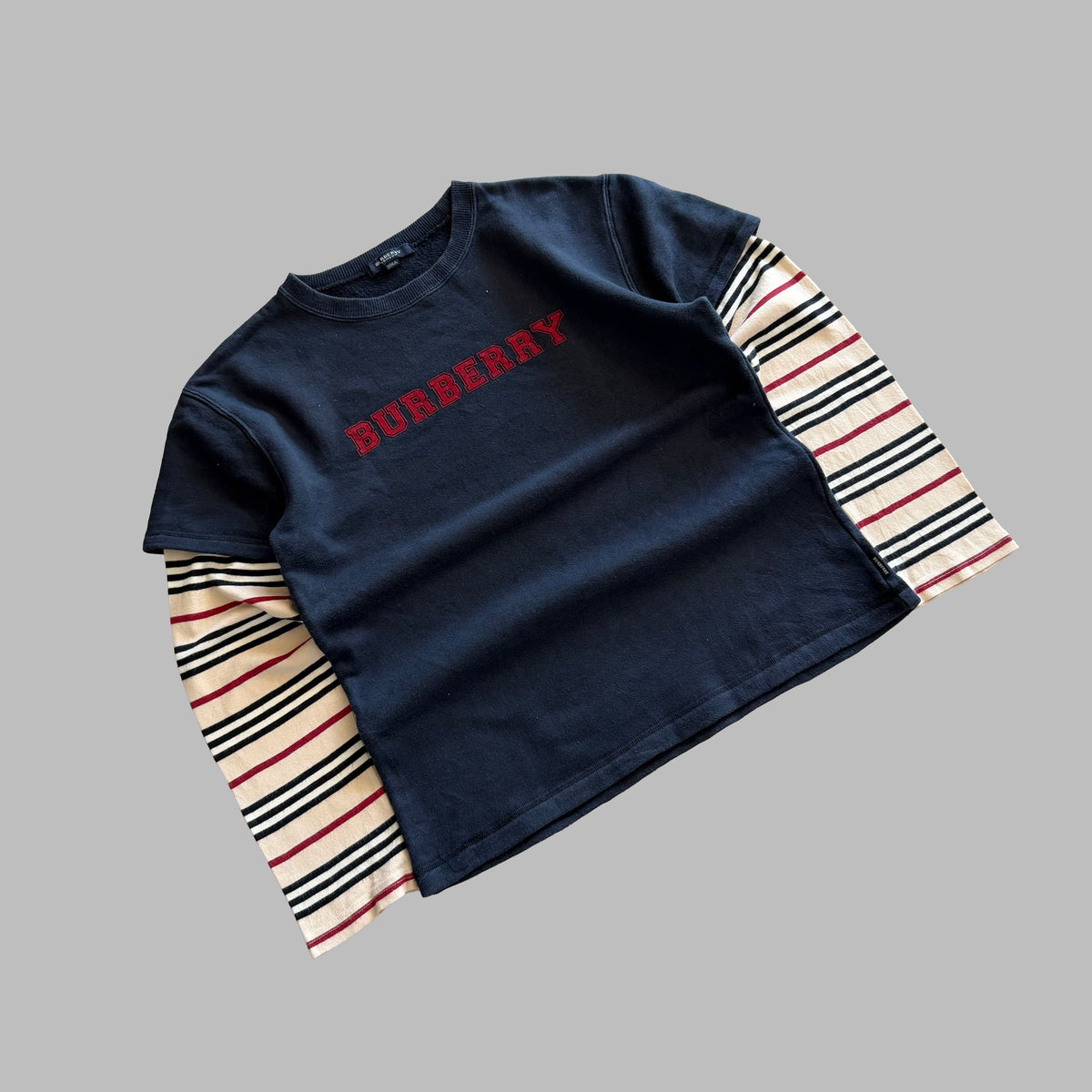 Y2K Burberry Blue Label Double Layer Long Sleeve Top - S/M
