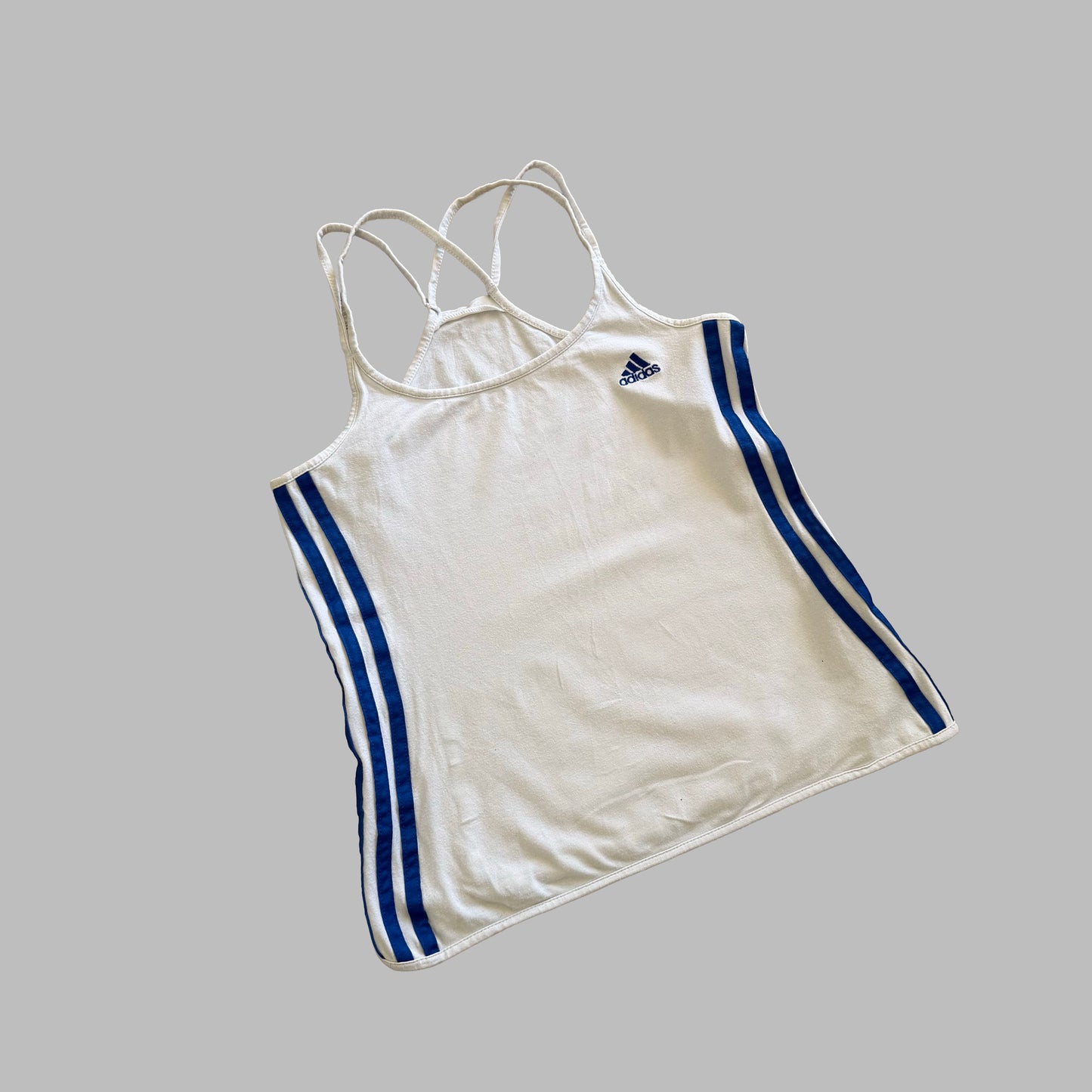 Y2K Adidas Three Stripe Strappy Racer Back Tank - S