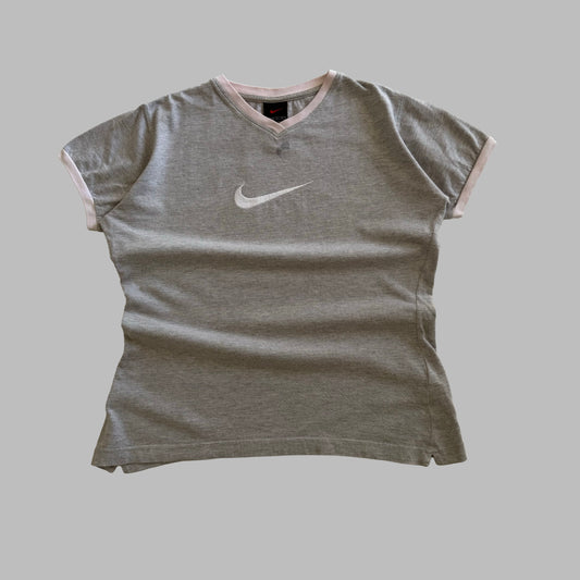 Y2K Nike Centre Swoosh Ringer Baby-Tee - S