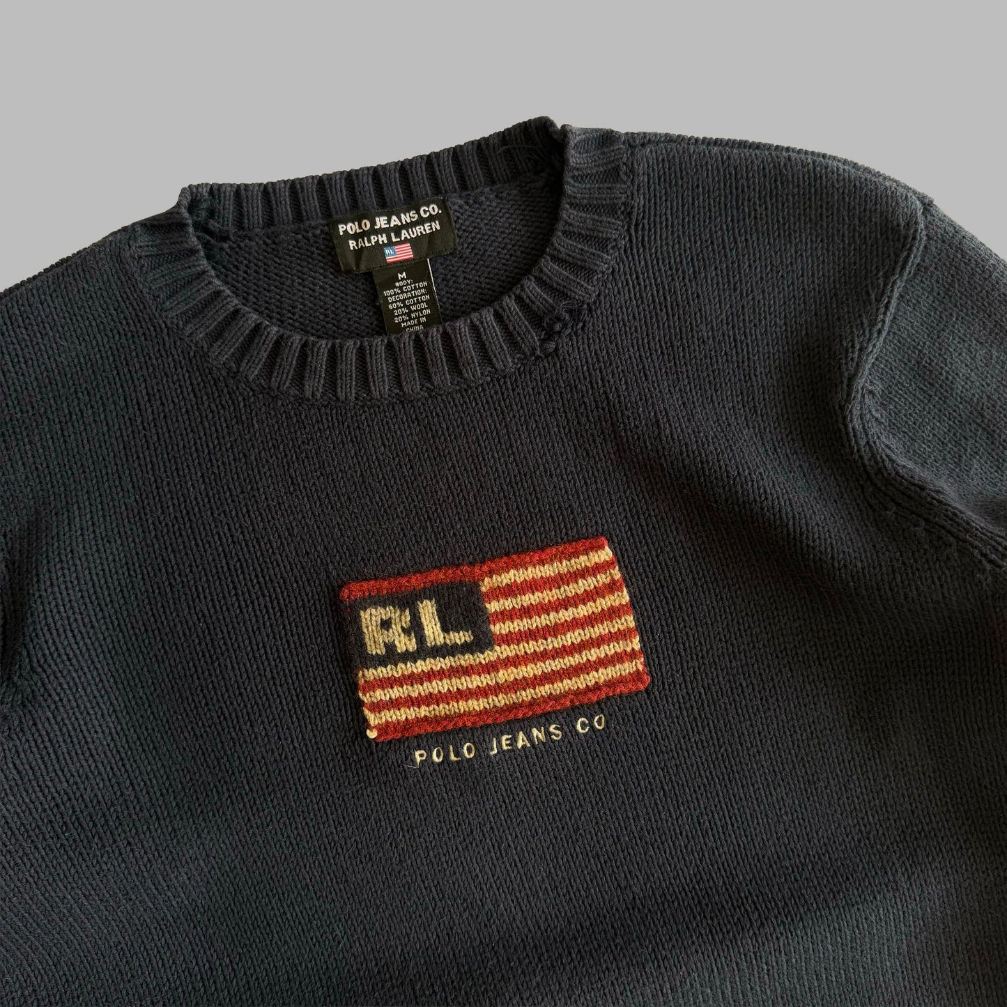 90s Ralph Lauren Polo Jeans Flag Knit - M