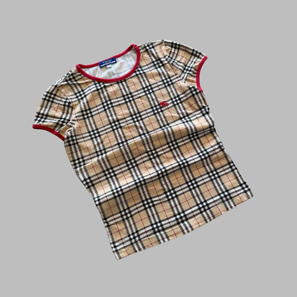 Y2K Burberry Nova Check Ringer Top - M