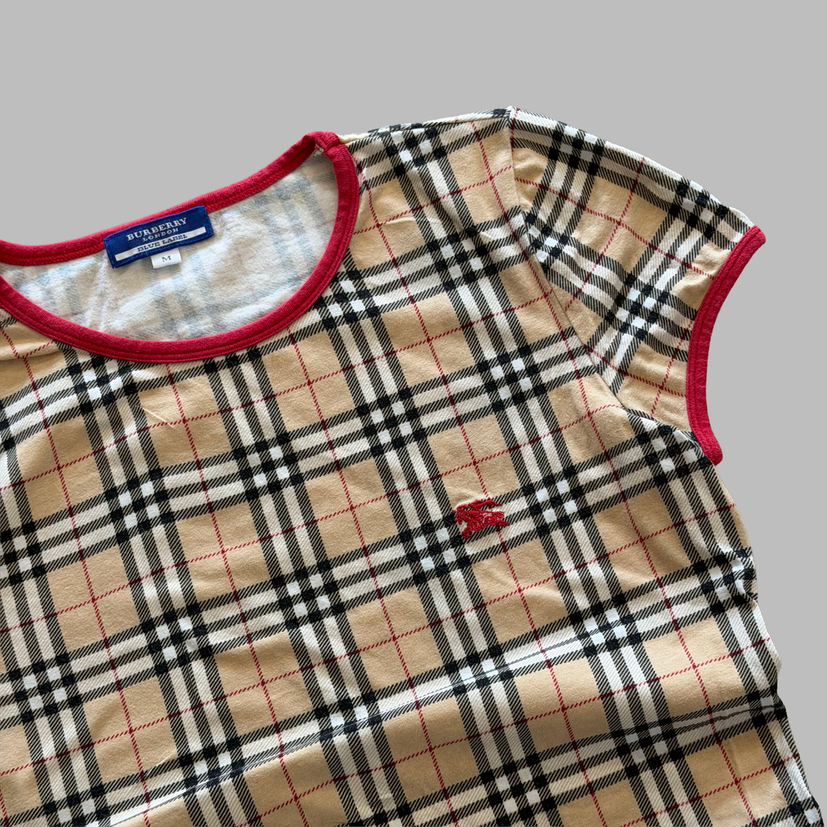 Y2K Burberry Nova Check Ringer Top - M