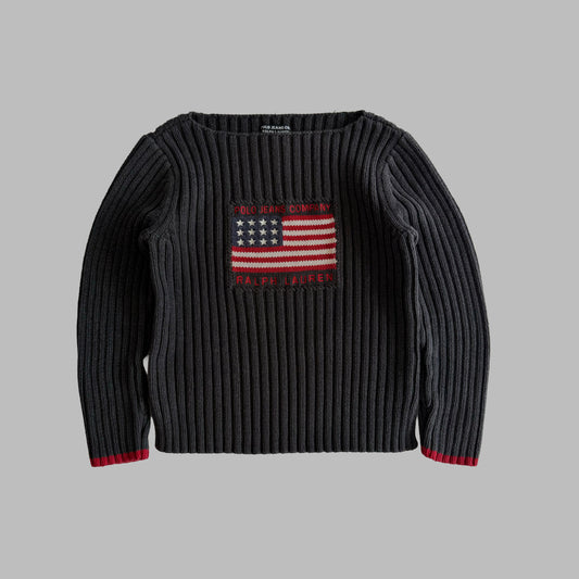 90s Ralph Lauren Polo Jeans Ribbed Flag Knit - M