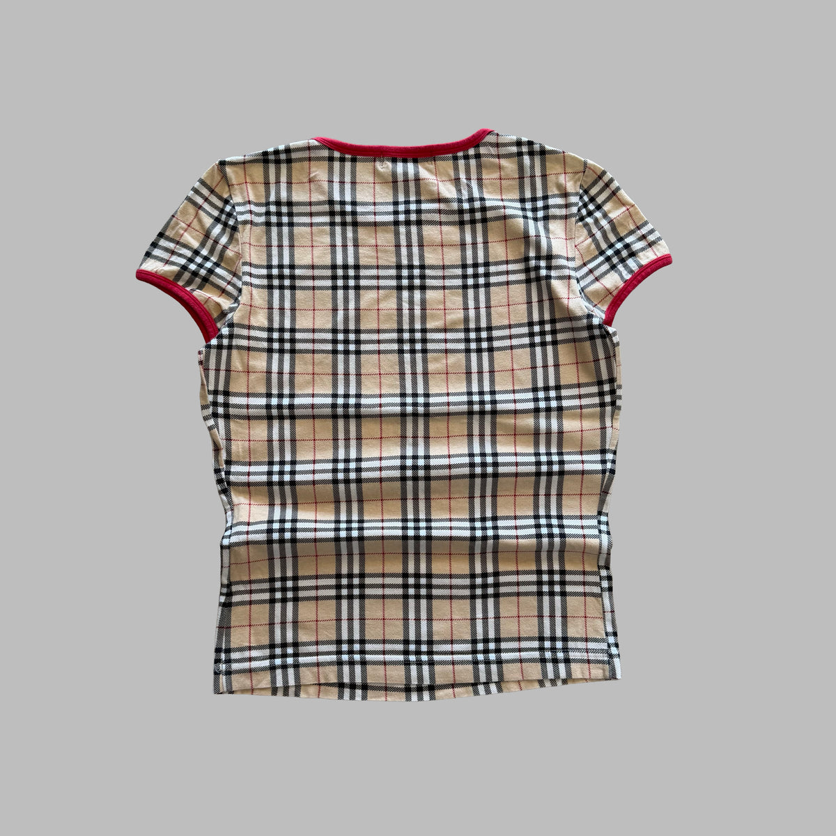Y2K Burberry Nova Check Ringer Top - M