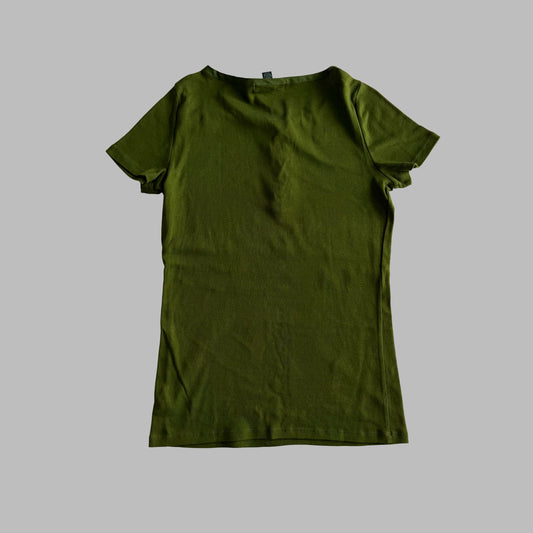 Y2K Ralph Lauren Lace-Up Scoop Neck T-Shirt - M