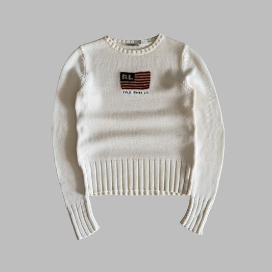 90s Ralph Lauren Polo Jeans Flag Knit - S