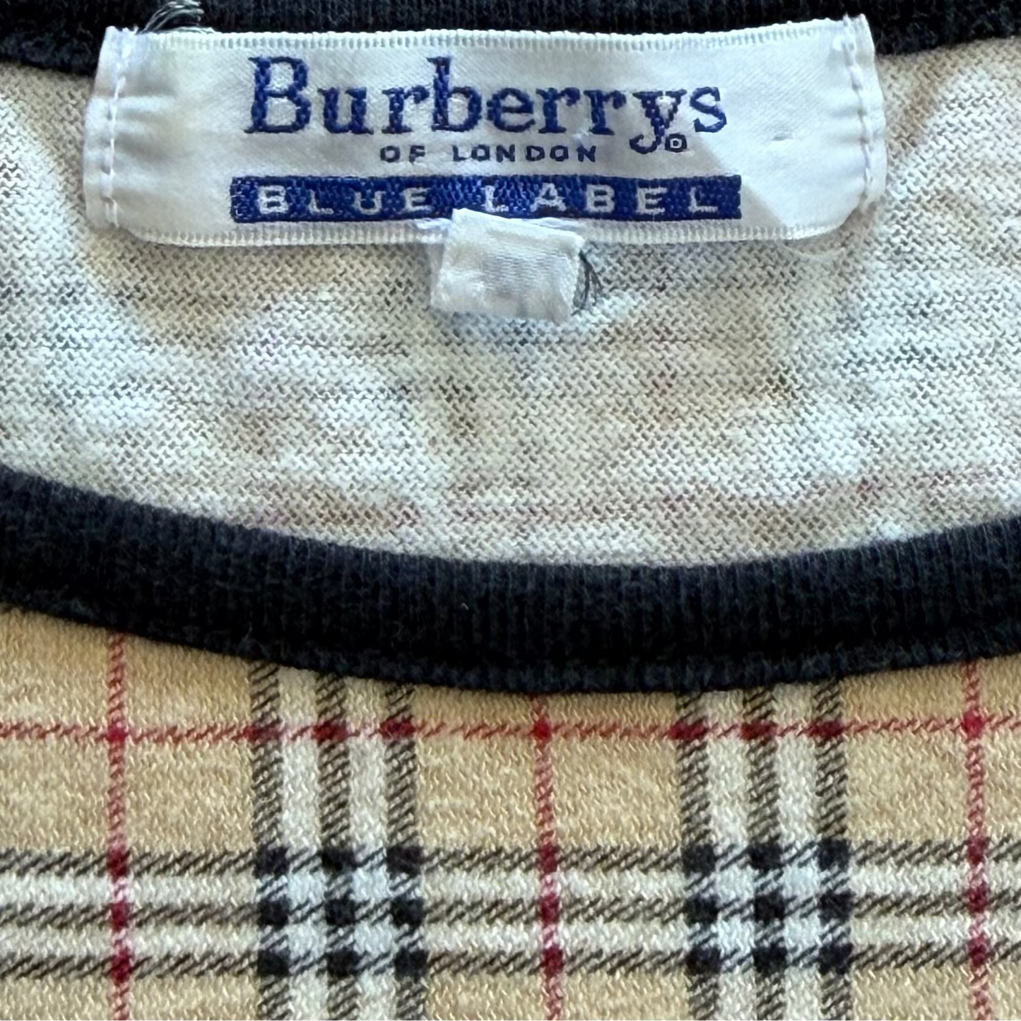 90s Burberry Nova Check Ringer Top - M