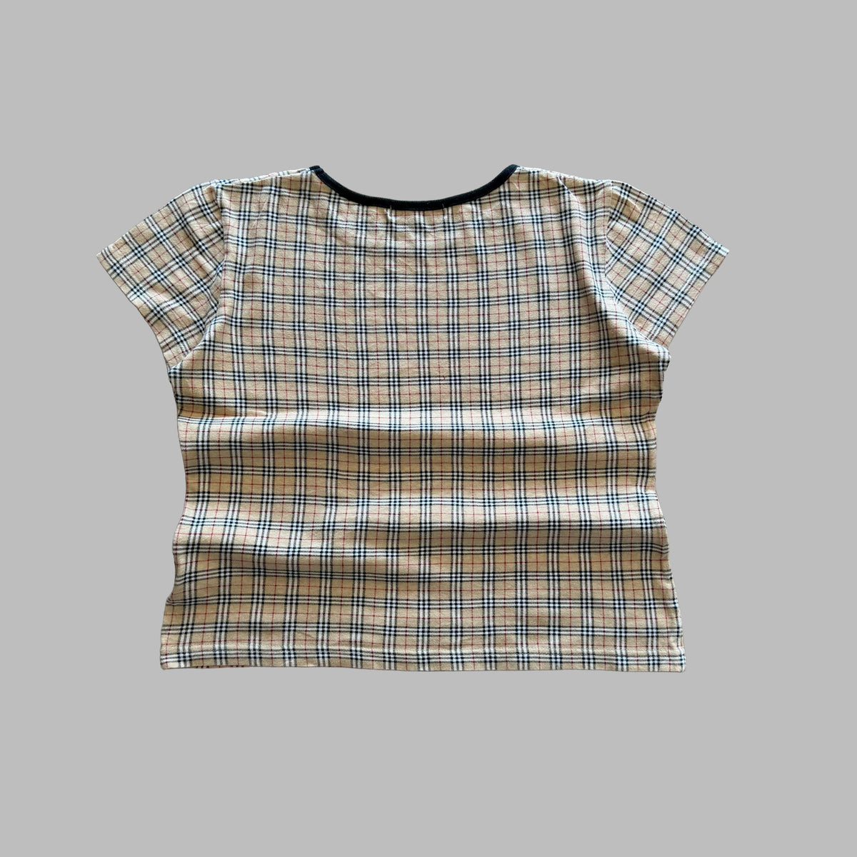 90s Burberry Nova Check Ringer Top - M