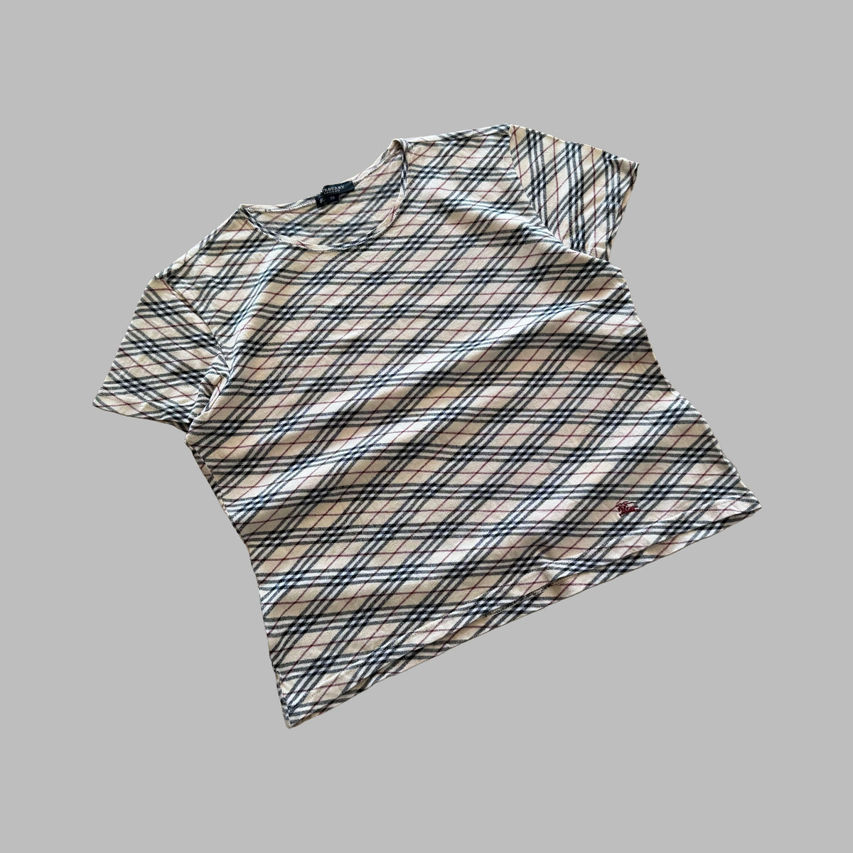 Y2K Burberry Nova Check Fitted Top - L/XL